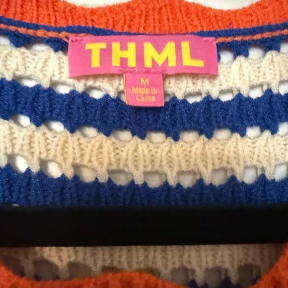 THML Blue and White Striped Cropped Sweater - Picture 2 of 4